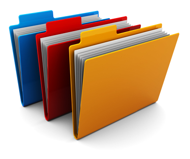 3d Illustration Of Three Colorful Folders Over White Background